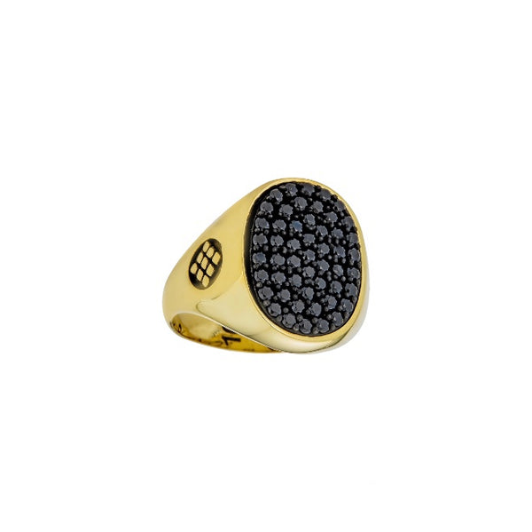 Gold Black Diamond Signet Ring